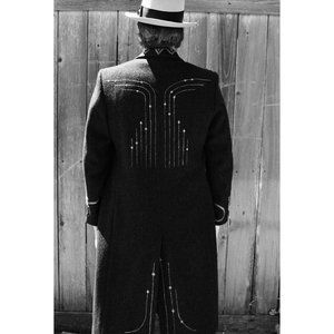 Men's Black Embroidered Coat